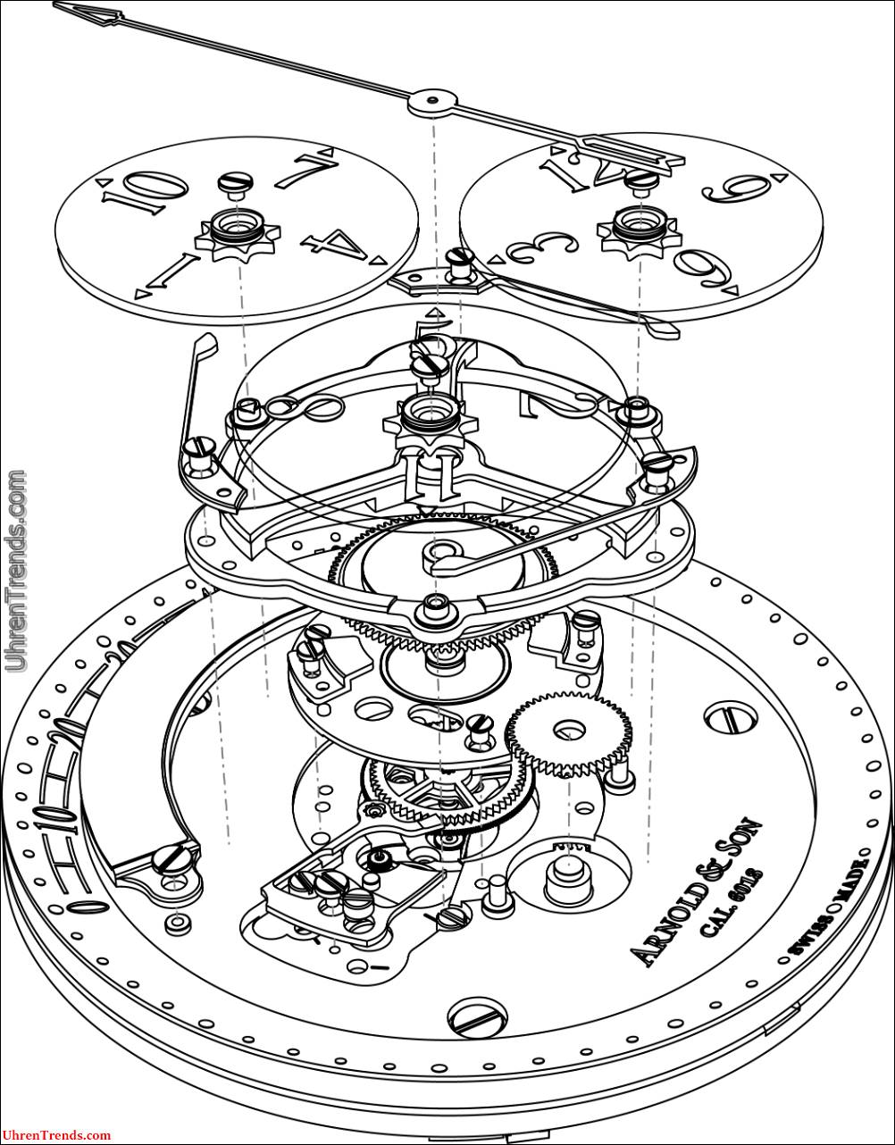 Aktualisierte Arnold & Son Golden Wheel Uhr mit Wanderstunden  