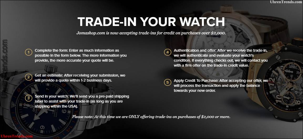 Jomashop kündigt neues Watch-Trade-Programm an  