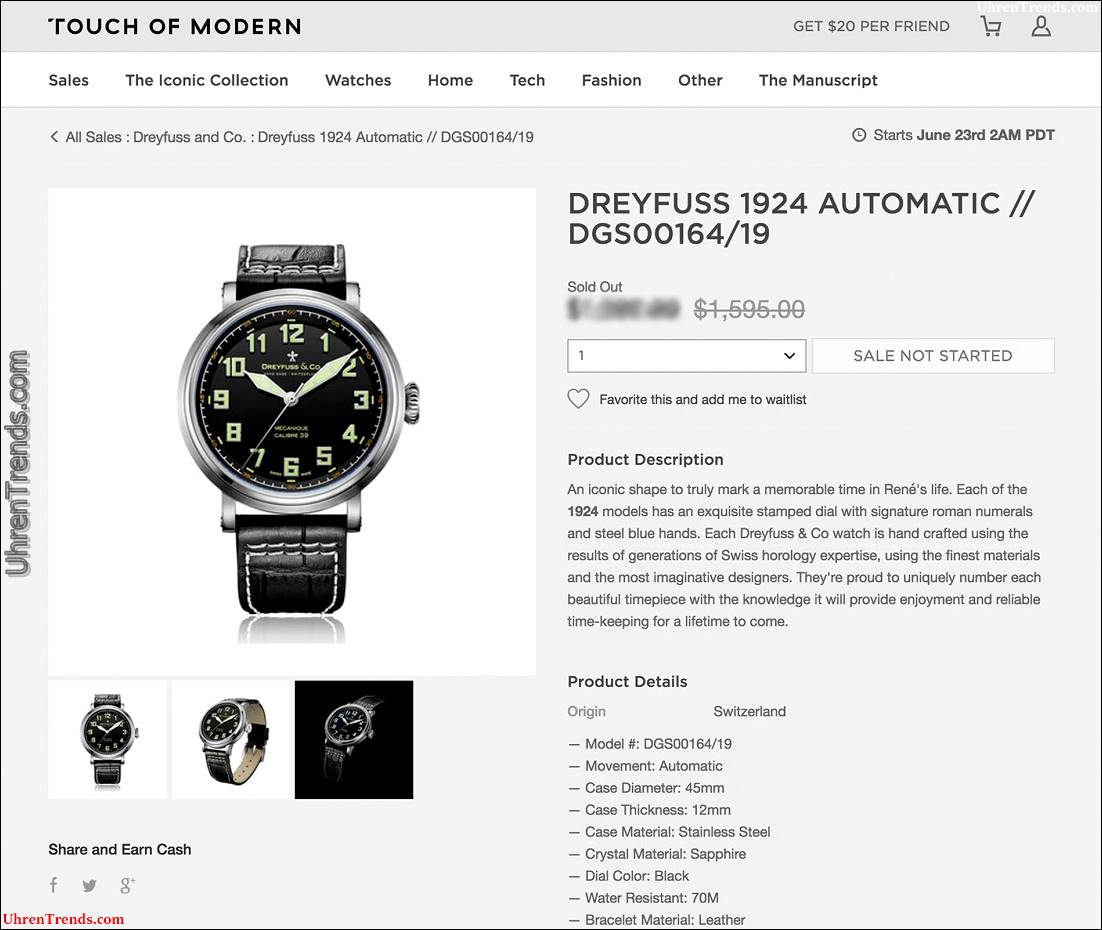 Dreyfuss & Co. Uhren jetzt erhältlich bei Touch Of Modern  