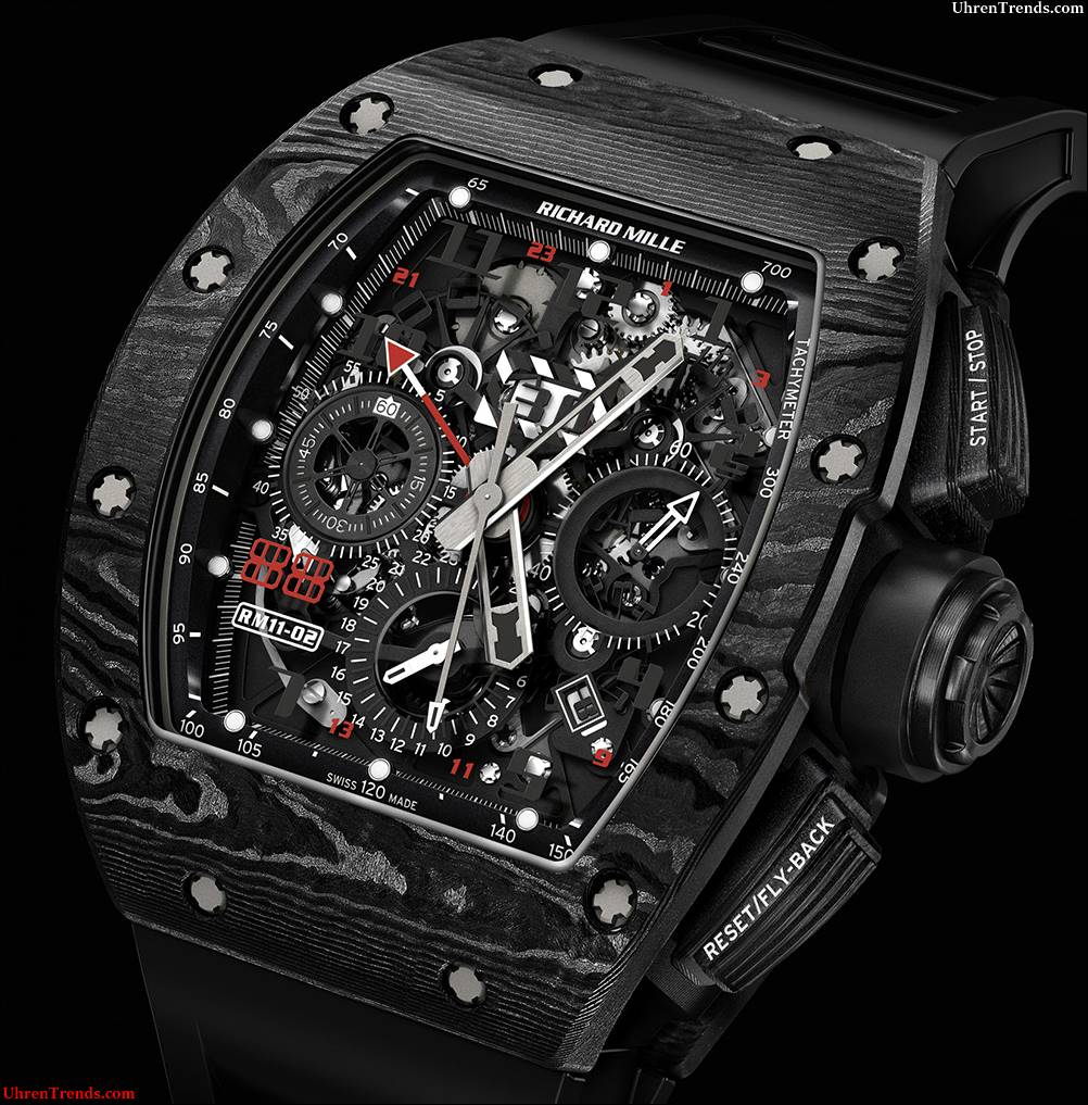 Richard Mille RM 11-02 Automatische Flyblack Chronograph Dual Time Zone Jet Black Limited Edition Uhr  