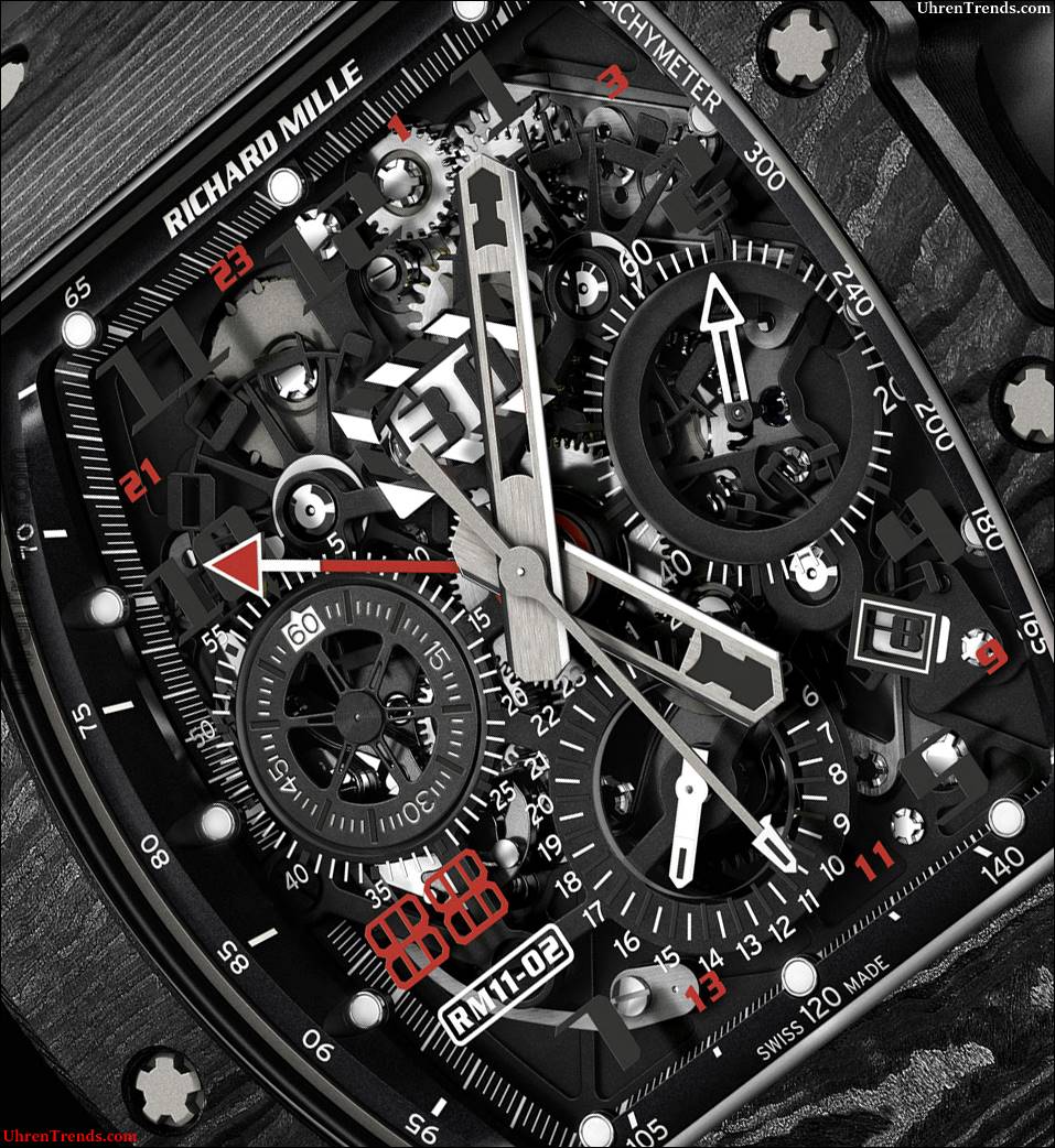 Richard Mille RM 11-02 Automatische Flyblack Chronograph Dual Time Zone Jet Black Limited Edition Uhr  