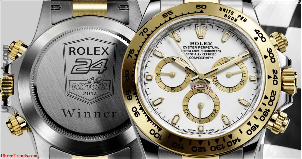 Die Rolex-Daytona-Uhr, die zum Sieger Rolex 24 Stunden Daytona Race 2017 gegeben wird  