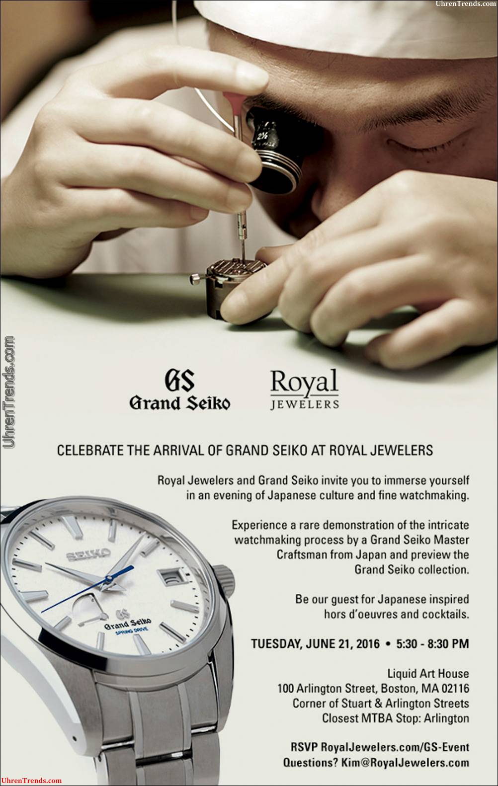 Einladen: Großartige Seiko Uhren kommen zu königlichem Juwelier-Ereignis in Boston am 21. Juni 2016 an  
