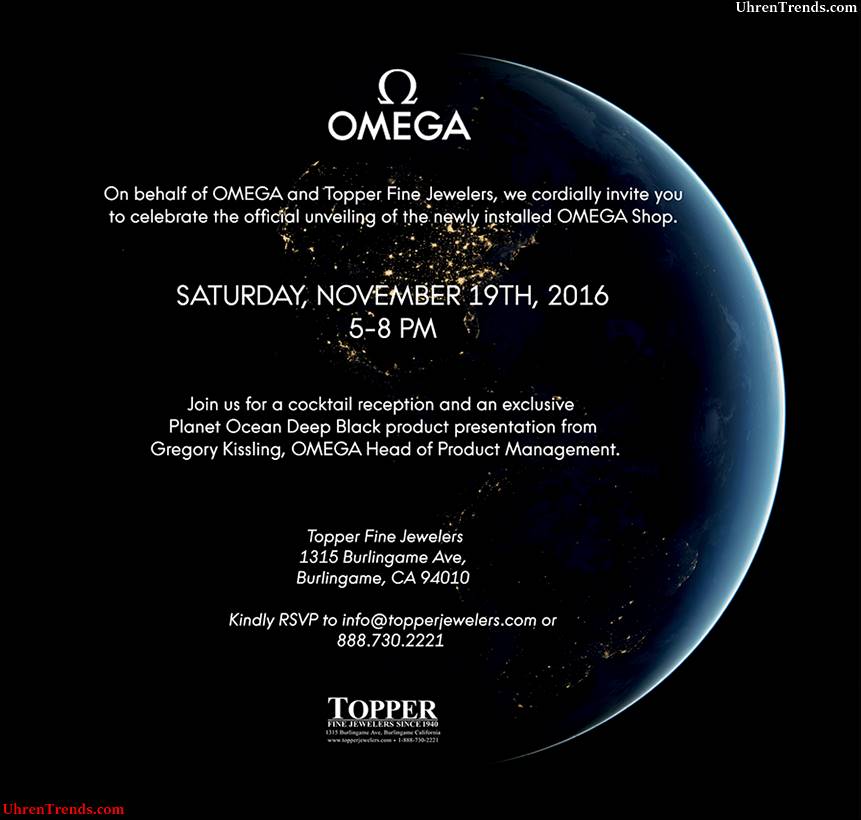 Topper Fine Jeweller Omega Shop-In-Shop Eröffnung Samstag, 19. November, 17-20 Uhr  