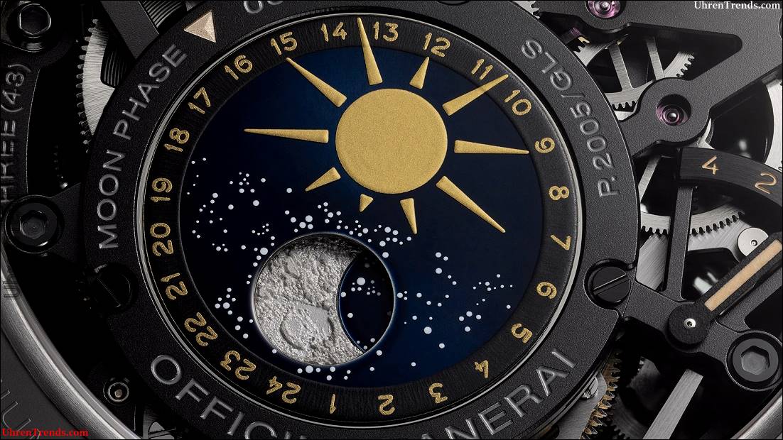 Panerai L'Astronomo Luminor 1950 Tourbillon Mond Phasengleichung der Zeit GMT Watch  